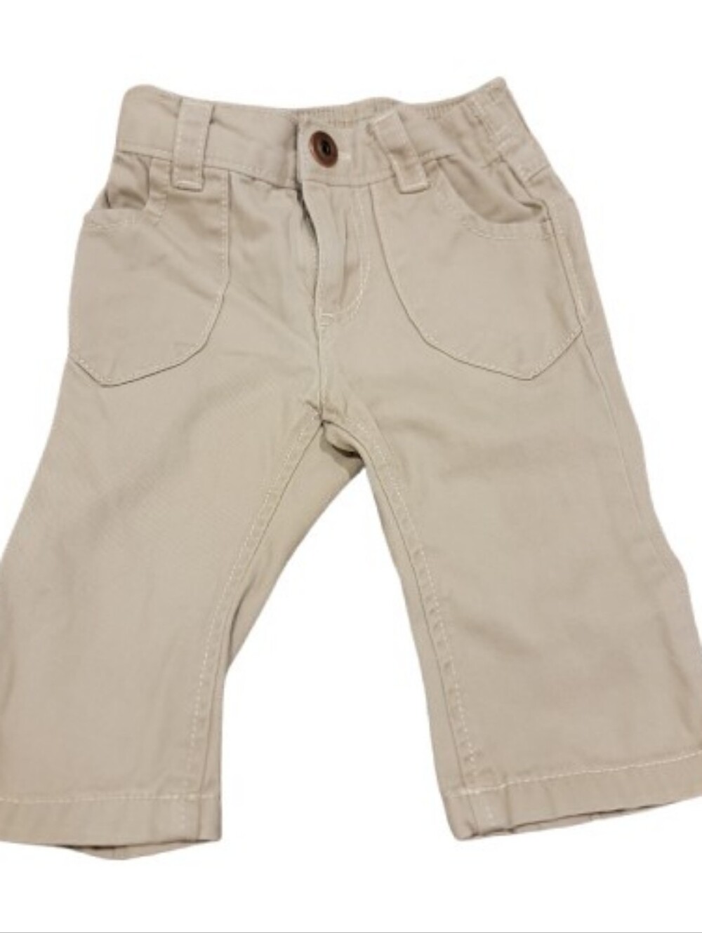 Cherokee Zip Up Elastic Khaki Pants Infant Girls Size 9M Tan Beige Bottoms